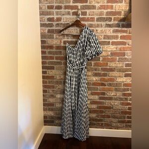 Vici one shoulder navy & white maxi dress Size L